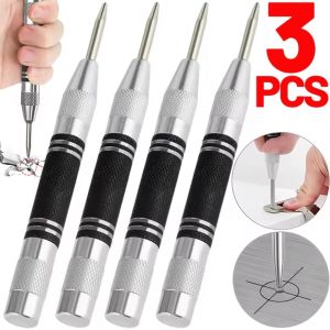 3Pcs Automatic Center Punch Heavy Duty Adjustable Spring Impact Hole Marker Scriber for Metal Plastic Wood Woodworking Specialty Tool