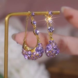 Violet Earring Gold Fashion Women Bling Earrings