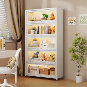 DIBIOU | Dustproof Steel Bookcase with Glass Doors for Display and Storage