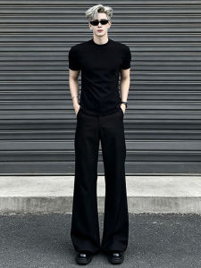 Black Ice Silk Flared Quick Drying Pants Male