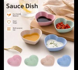 Mini Cute Love Heart Shape Wheat Straw Bowl Snack Small Plate Kitchen Supplies Easy Cleaning Smooth Edge Appetizer Plates 2026