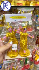 ✨ ตุ๊กตาตั้งศาล นางรำเรซิ่นเขียนทอง เล็ก (คู่) /บริวาร/ทาสีทาสา/ตั้งศาล | คลังนานาธรรม สังฆภัณฑ์