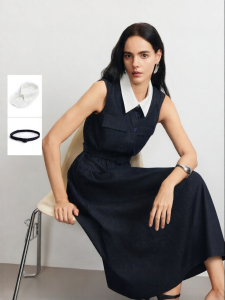 Vero Moda | Summer New Double-layer Collar Tencel With Belt Dress