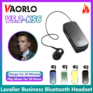 VAORLO K65 Clip-On Bluetooth Headset Talk Time 20 Hours Wireless Sport Business Earphone With Microphone Digital Display Long battery life Headphone Call Remind Vibration Clip Driver Auriculares Earphone