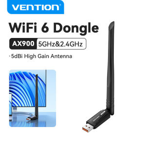 Vention Bộ Chuyển Đổi USB WiFi 6 AX900 AC650 5GHz 2.4GHz Đầu nối WIFI băng tần kép Bluetooth 5.0 6dBi ăng ten tăng cao cho PC máy tính để bàn Máy tính xách tay bộ thu sóng Wifi
