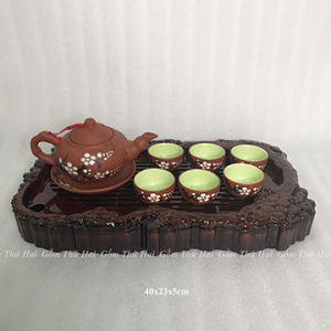 Khay đựng bộ ấm chén Bát Tràng chất liệu nhựa