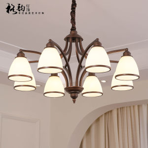 American Style Iron Art Glass Chandelier Living Room Dining Room Vintage Simple Atmosphere Bedroom Bronze Color Zhongshan Lamp