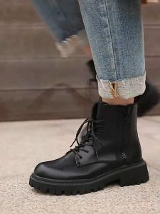 Korea Fashion Thick Bottom Boots WOmen Hot Casual black Ankle Boots size 35-40