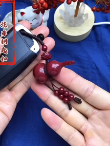 已开光 招财 朱砂葫芦吊坠情侣平安随身汽车钥匙扣挂件男女包挂礼物 Natural Cinnabar Gourd Pendant Peace Protection Portable Keychain Car Interior Pendant Gift
