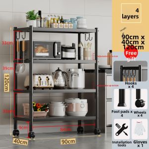 Portable Adjustable Multi-level Kitchen Storage Rack No Drilling Required