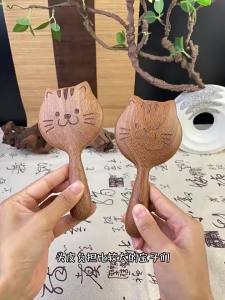 猫咪檀木梳子经络按摩梳头皮经络梳女家用气囊发根蓬松梳卡通可爱Cat Sandalwood Comb Meridian Massage Comb Scalp Meridian Comb Female Home Airbag Hair Root Fluffy Comb Cartoon Cute