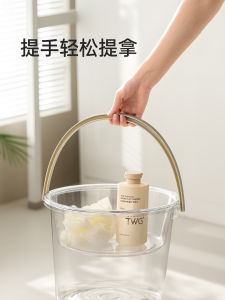 FaSoLa Transparent Water Bucket Washing Basin Set of Three for Student Dormitory Home Use Water Storage Cleaning Tools