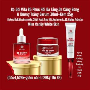 (Mua Bộ B5 Tặng Kem Chống 20g) BỘ ĐÔI DƯỠNG PHỤC HỒI TRẮNG DASERUM B5 30Ml KEM VITA B5 CREAM 25G MISS CANDY WHITE SKIN