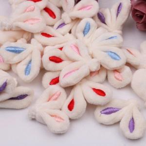 New 10pcs/lot DIY Handmade Plush Embroidered Ears Padded Patches Appliques For Clothes Sewing Supplies DIY Hair Decoration