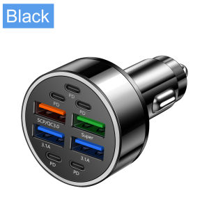 9 in 1 Fast Car Charger With Digital Display Power Adapters PD Type C Car Phone Charger Quick Charge For iPhone Android Charger