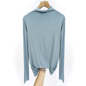 Modal Base Layer Shirt Half High Collar Long Sleeve Womens Slim Fit Casual Style Knitted T-Shirt Pure Color Autumn Winter
