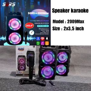 SPEAKER BLUETOOTH DUAL BASS SQ2009 DUAL LED SPEAKER KARAOKE GRATIS MIC