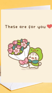 Mofusand Flowers For You Card Cute Love Greeting Card Aesthetic Gift Flower Cat Romantic Love Card