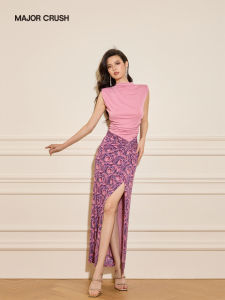 Floral Print Splice Sleeveless Fitted A-Line Dress