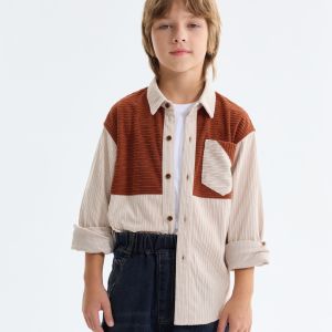 Rolanko Kids Boys Corduroy Shirt Long Sleeves Flip Collar Coat Children Fashion Casual Costume 5-13 Years