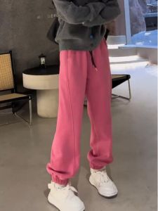 plus Size Womens High Waist Fleece Lined Loose Straight Leg Drawstring Harlan Pants Autumn Winter Casual Trousers