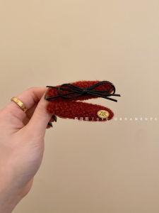 Elegant Red Bowknot Side Fringe Duckbill Clip Womens New Autumn Winter Back of Head Hair Clip Fashionable Hair Accessories