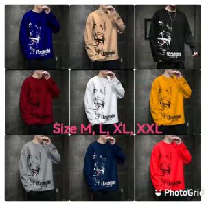 Bisa COD Sweater Keren Kaos Pria Distro Crewneck Elegan Sweatshirt Trendy Naruto Uzumaki Sweter Kece
