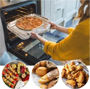 【Ready Stock】Air Fryer Basket for Oven Large Air Fryer Basket Stainless Steel Crisper Tray and Pan Set for Baking Grilling