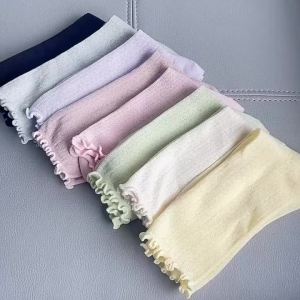 Vớ Nữ Ren Xếp Ly Lưới Kiểu Dáng Rộng Chất Liệu Cotton Mỏng Thoáng Khí Không Đường May Dài Đến Giữa Bắp Chân Dành Cho Mùa Hè Size EU 35-40 US 5-9 9 Tùy Chọn Màu Sắc