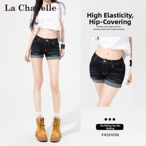 La Chapelle | Vintage Hemmed Denim Shorts Slim Fit A-Line