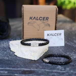 Gelang Kulit Sintetik Titanium Pria Anti Karat Air Magnet Premium Quality Original Kalcer