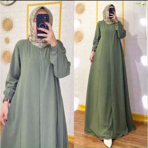 Abaya Maryam Dress Gamis Polos Wanita Bahan Crinkle Airflow Size M L XL XXL Jumbo