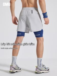 omg | Quần Tập Gym Khô Nhanh In Hình Giả Hai Mảnh Cao Su Trẻo