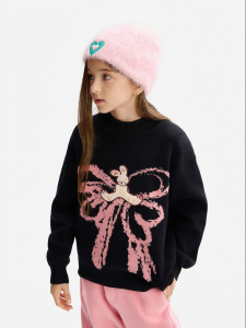 Cartoon Half-High Collar Thickening Warm Kids Sweater