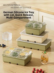 XIANGYOUYOU | Food Grade Soft Silicone Large Square Ice Cube Tray With Lid