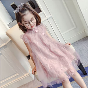 Girls Cheongsam Dress Kids Summer Sleeveless Vest Gauze Skirt Little Girl Super Fashionable Thin 7 Princess Skirt 6