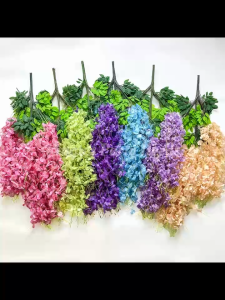 Artificial Fake Wisteria Vine Hanging Lilac 12pcs Ratta Hanging Silk Flowers String Home Party Wedding decoration