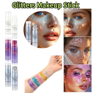 简素净 | Face Body Glitter Stick Shimmer Gel Multi Purpose Eye Shadow Lip Cheek Dual Use Stage Party Sequin Makeup Cream Cosmetics Tools
