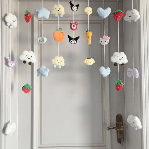 INS Fengyunduo Happiness Door Curtain Cartoon Hanging Curtain Punch-Free Childrens Room Bedroom Door Decorative Door Curtain Pendant