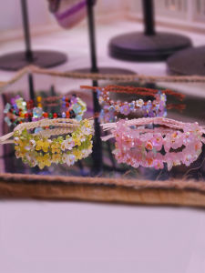 Monet Garden Natural Olive Stone Powder Crystal Woven Bracelet Hand Rope Gift for Girls Couple Original Design Fashion Jewelry