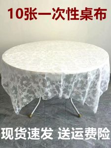 Thickened Plastic Tablecloth Disposable round Rectangle Waterproof Oil-resistant Restaurant Home Dining Table Decoration