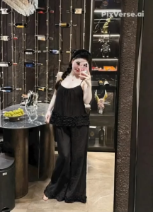[LyLyShop] SÉT ĐŨI HÀN PHỐI BÈO NHÚNG ÁO 2 DÂY PHỐI QUẦN FORM RỘNG LAI BÈO THỜI TRANG 3 MÀU Y HÌNH SIZE 40 - 55 KG