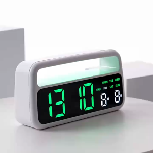 Digital Alarm Clock with Ambient-Light Date Dual Alarms Electronic Table Clock Brightness Adjustment Sleep Mode Home LED