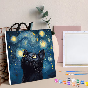 RUOPOTY Framed Animal Paint By Numbers Kit For Beginner Cat Picture By Number Kits Drawing Kit Color By Number For Home Decors