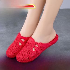 Buy One Get a New Hole Closed-Toe Slippers Womens Fashion All-Match Flat Soft Bottom Non-Slip Lightweight Outdoor Slippers
