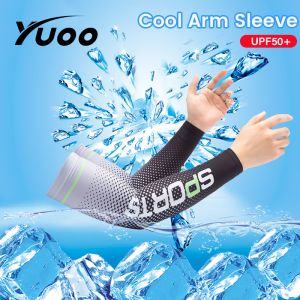 YUOO ถุงมือยาวสำหรับผู้ชายผู้หญิงปลอกแขนป้องกัน UV จากแสงแดดกันลื่นเย็นกลางแจ้งกีฬาขี่จักรยานน้ำแข็งแขนเสื้อผ้าไหม