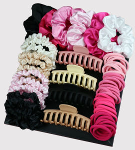 Pink Hair Accessories for Woman Set Ponytail Holders Variety Hair Clips Hair Scrunchies HairBands Scrunchy HairTies