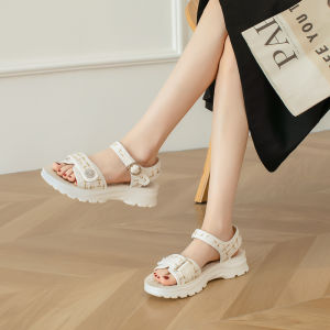 Leather Sandals Womens Summer Outdoor Wear Soft Bottom Versatile Comfortable Beach Shoes Anti-slip Casual Low Cut Slip-On