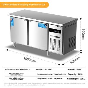 Commercial Stainless Steel Workstation Refrigerator Dual Temperature