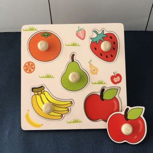 HLOVELH Children Hand Scratch Board Baby Montessori Early Education Fruit Cognitive Puzzle Toy
